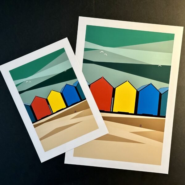 'Colourful Huts' at Whitby Wall Art - Image 2